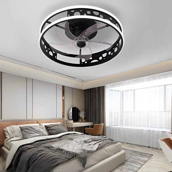 Round Three Step Dimming LED Nordic Bladeless Ceiling Fans with Remote - Image 2