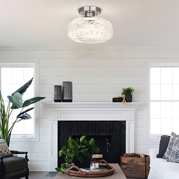 Acrylic Lantern Shade Luxury Matte Metal American Ceiling Lamp - Image 2