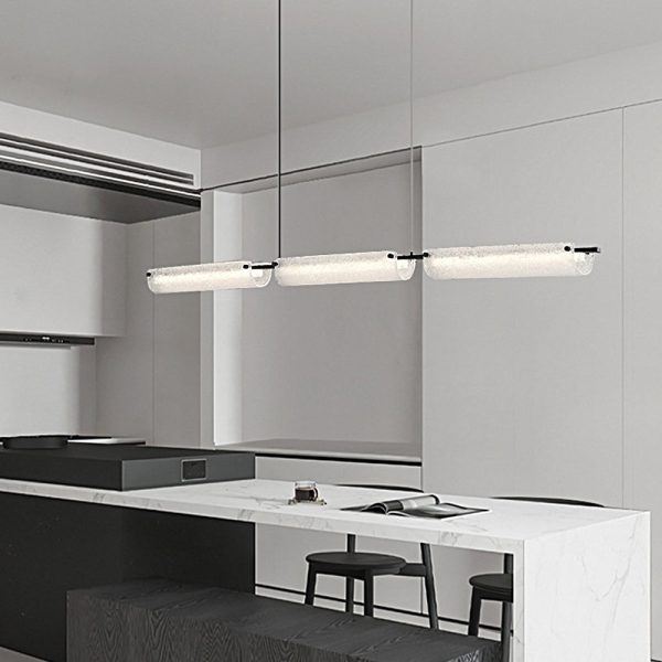 Modern Linear Copper Frosted Glass Long Kitchen Island Light - Image 4