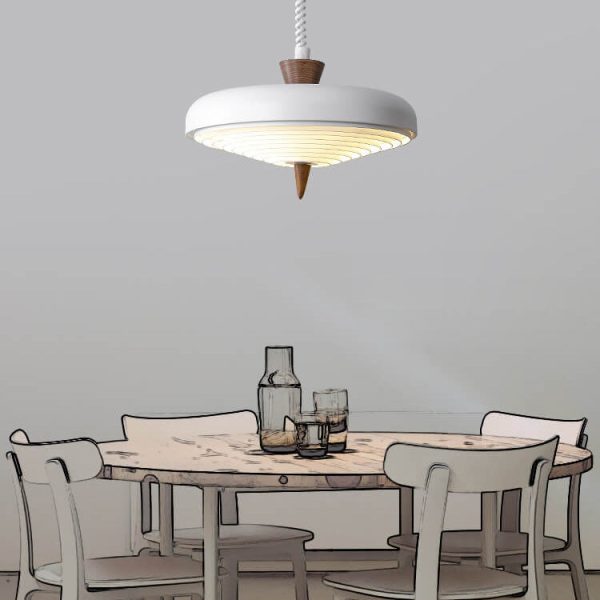 Industrial Iron Several Japanese Style Walnut Retractable 1-Light Pendant Light - Image 9