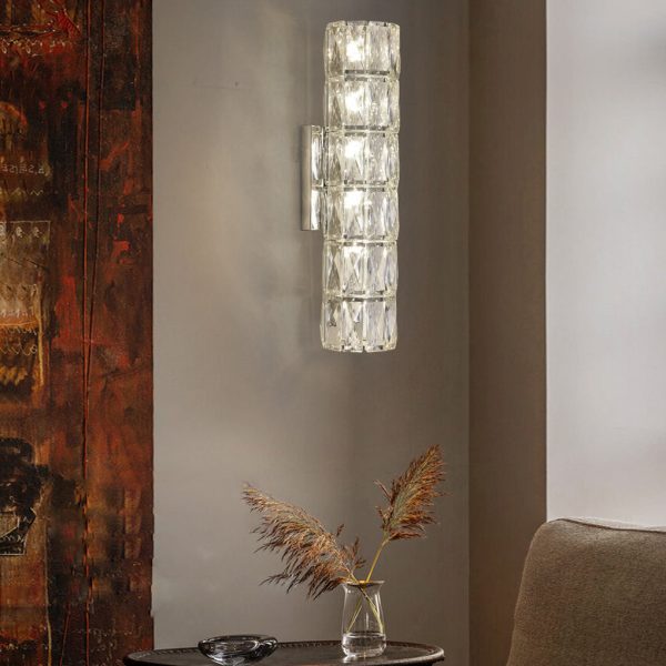 Cylindrical Crystal Three Step Dimming Light LED Modern Wall Sconces Lighting - Image 2