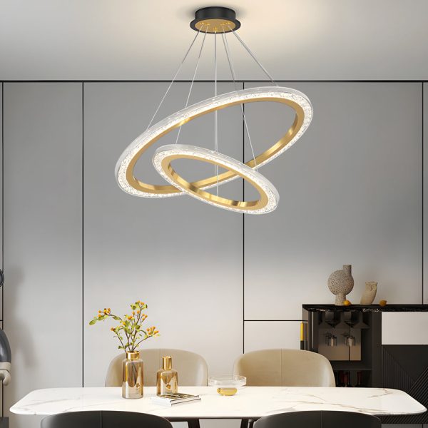 2/3 Rings Adjustable Luxury 3 Step Dimming Modern Chandelier Hanging Lights - Image 2