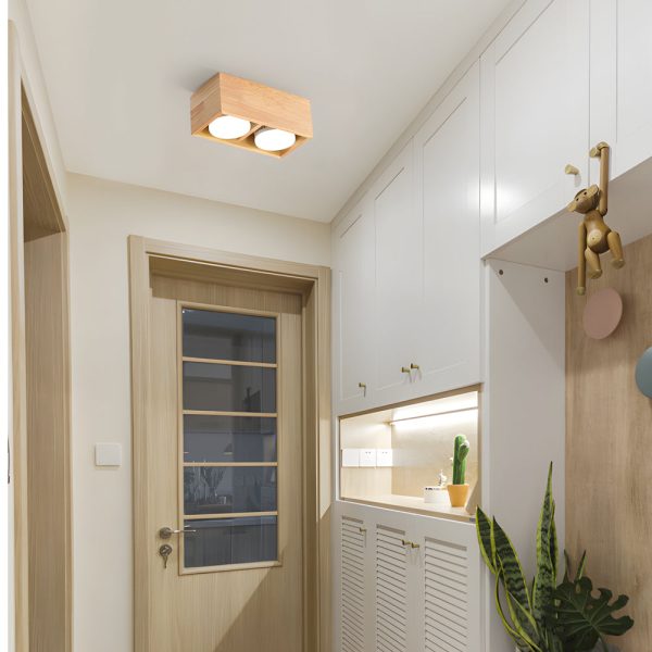 1/2/4-Light Square Wood Cube Spotlight LED Flush Mount Light - Image 2