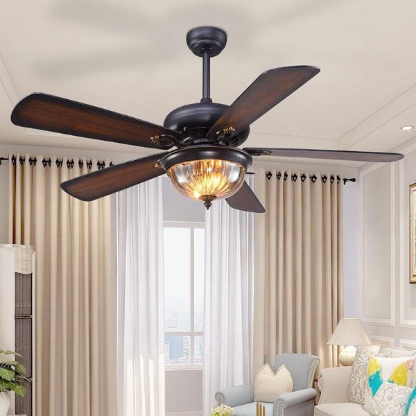 5-blade Farmhouse Style Ceiling Fan with Lights and Remote for Bedroom - Image 4