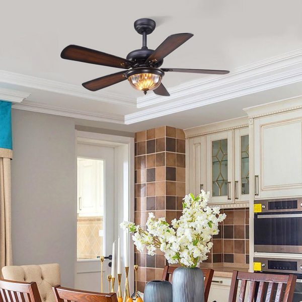 5-blade Farmhouse Style Ceiling Fan with Lights and Remote for Bedroom - Image 3