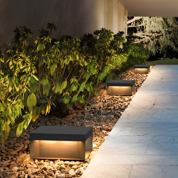 Square LED Hardwired/Solar Outdoor Pier Mount Lantern Post Light Black - Image 5
