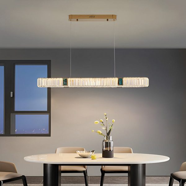 Rectangular Long Strip Stepless Dimming Crystal Dining Room Chandeliers - Image 2