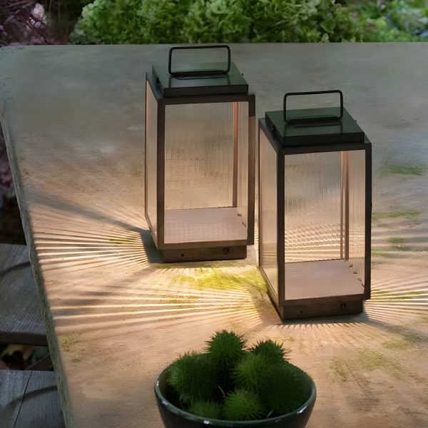 Modern 11-In Glass LED Portable Outdoor Lanterns - Hardwired - Image 4