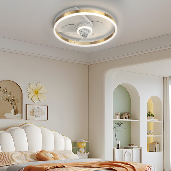 Simple Round Silent LED Three Step Dimming Modern Flush Mount Ceiling Fans - Image 2