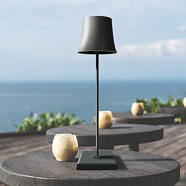 15 Inch Cordless Modern Cool Hue Metal Table Lamp Black/White - Image 4