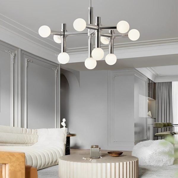 10 Lights Glass Ball Creative Sputnik Chrome Color Modern Chandelier - Image 2