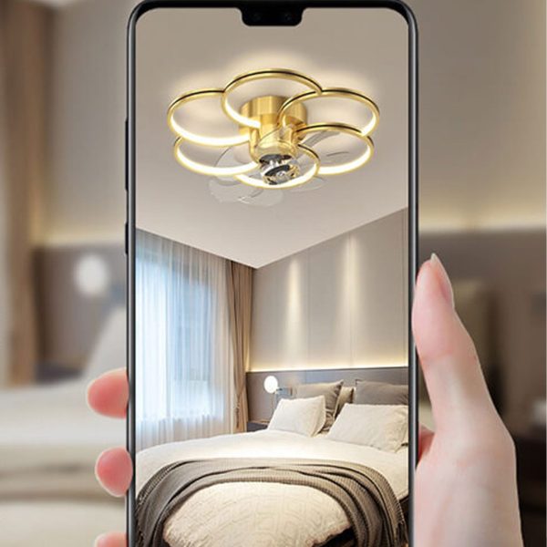 Modern Luxury Flower Petal Design LED Flush Mount Ceiling Fan Light - Image 18