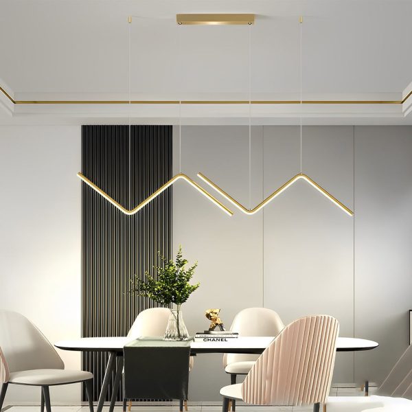 Wavy Linear 3 Step Dimming LED Nordic Chandelier Pendant Light Hanging Lamp - Image 4