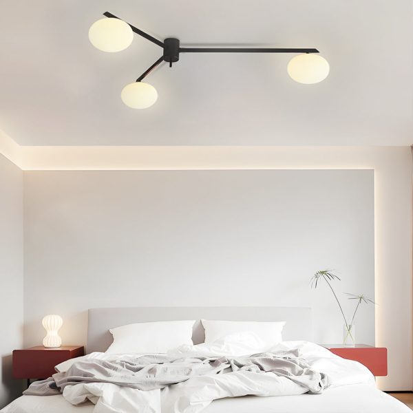 White Glass Bubble Black Semi-Flush Ceiling Light - Image 6