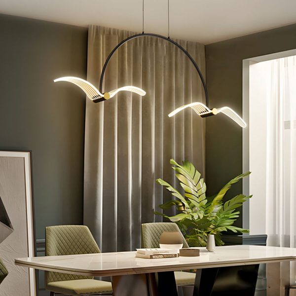 2/4-Light Modern LED Acrylic Seagull Linear Chandelier for Dining - Image 2