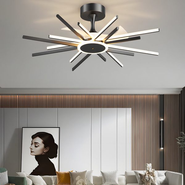 Spiral Linear Modern LED Ceiling Fan in Black/Gold - Silent Fan Light Fixture - Image 3