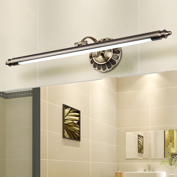 Retro Cylinder LED Bathroom Vanity Light with Flower Accents in Bronze Finish - Image 3