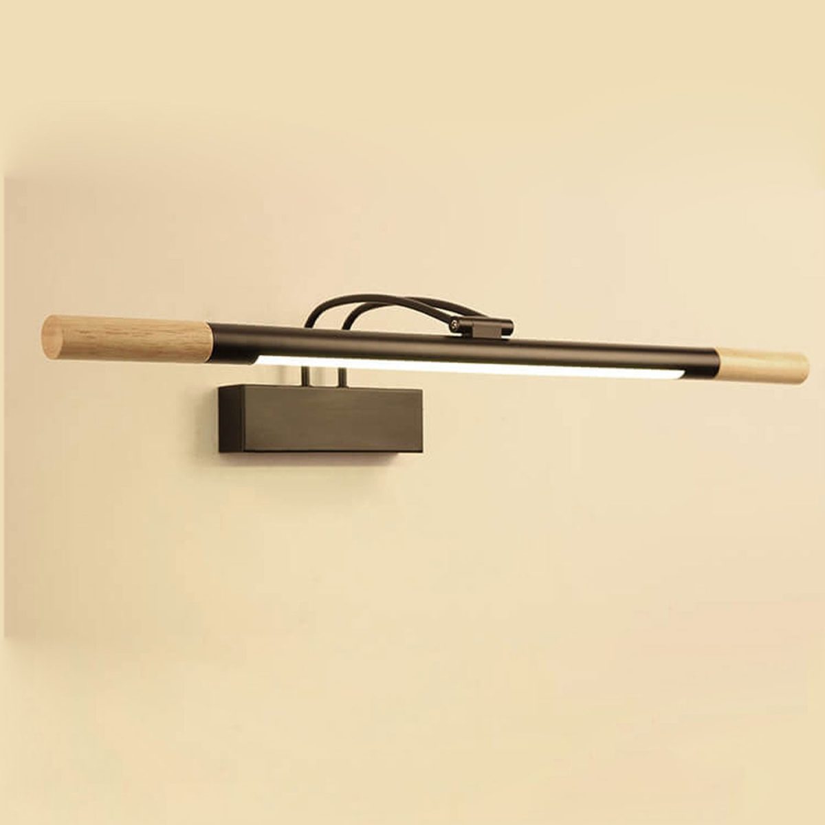 Nordic Solid Wood Curved Arm Long Vanity Light LED Wall Sconce Lamp - Image 7