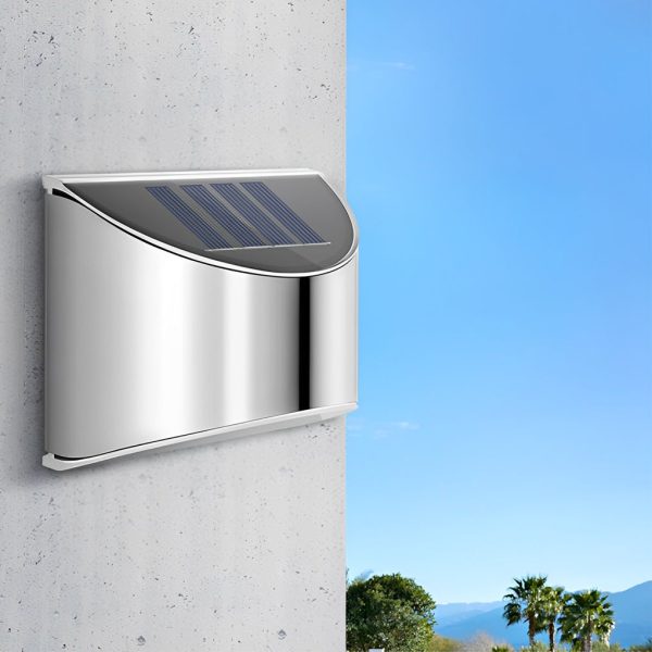 Stainless Steel Minimalist Waterproof Silver Modern Solar Wall Lamp - Image 7