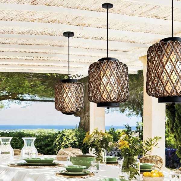 Rattan Waterproof Rustic Modern Outdoor Chandelier Pendants Ceiling Lights - Image 5