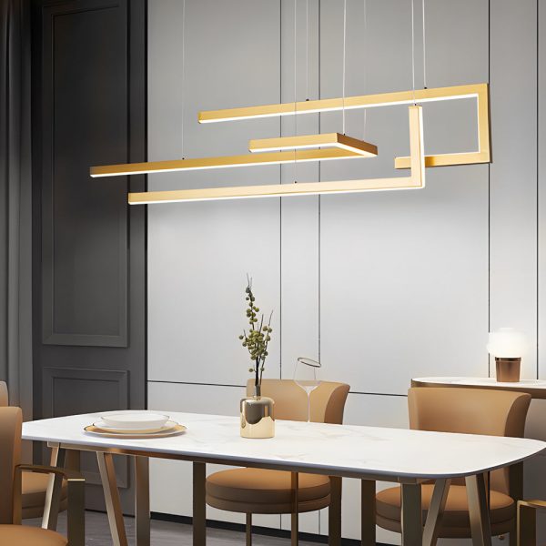 Strips Geometric LED Dimmable with Remote Control Nordic Dining Chandelier - Image 4
