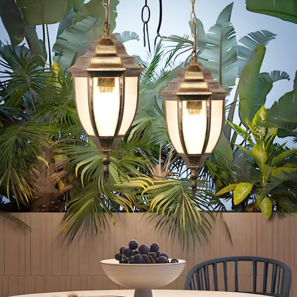 Antique Aluminum Waterproof Glass European Style Outdoor Chandeliers - Image 2