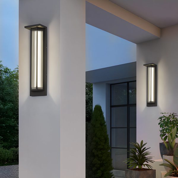 Black Rectangular Transparent Acrylic LED Outdoor Wall Lights - Image 4