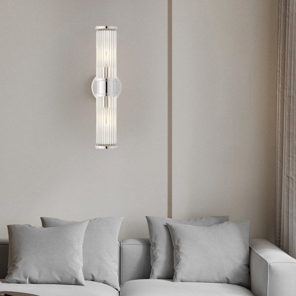 1/2-light Modern Chrome/Gold Wall Sconce with Cylinder Clear Glass Shade - Image 3