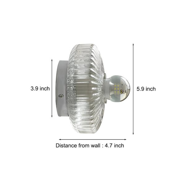 Round Cup Lid Transparent Glass Chromed Metal Medieval Modern Wall Lamp - Image 4