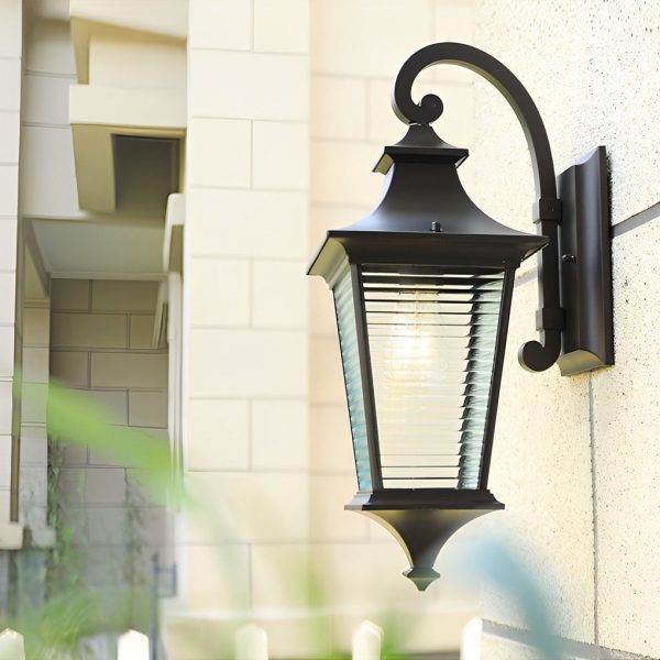 Retro Waterproof Creative Stripes Glass Shade Modern Outdoor Wall Light - Image 3