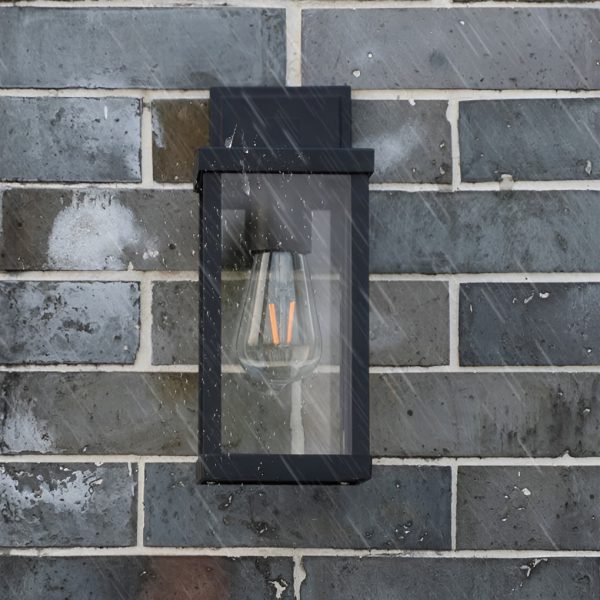 Rectangular Glass Waterproof Black Modern Outdoor Wall Lamp Exterior Lights - Image 3