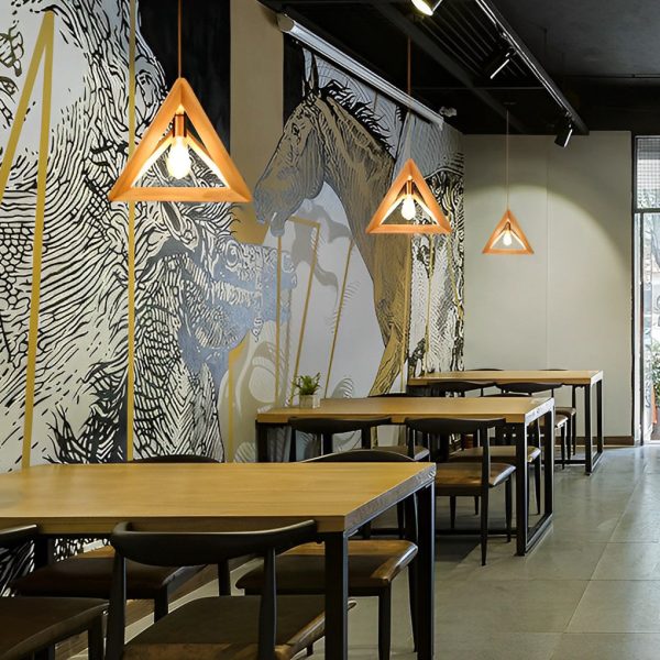 Creative Wood Frame Geometric Art Minimalist Nordic Pendant Lights - Image 7