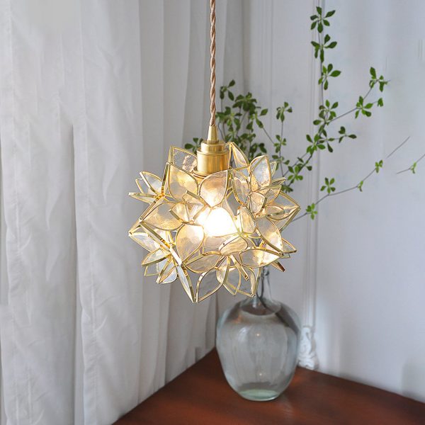 Glass Gardenia Petals Romantic Warm LED French Style Pendant Lights Fixture - Image 2