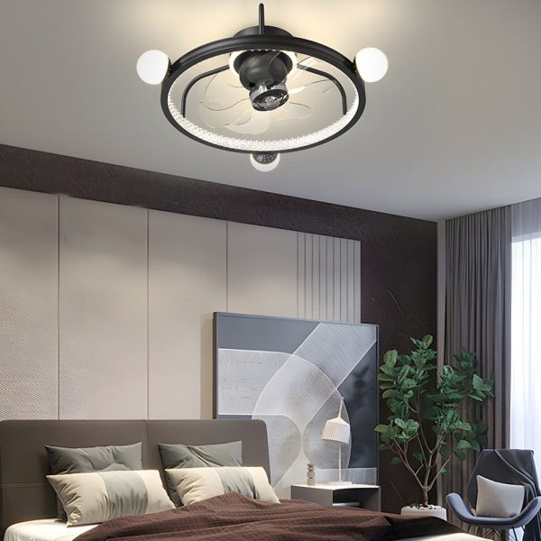 Round Acrylic Ball Decor 3 Step Dimming Modern Bladeless Ceiling Fan Light - Image 3