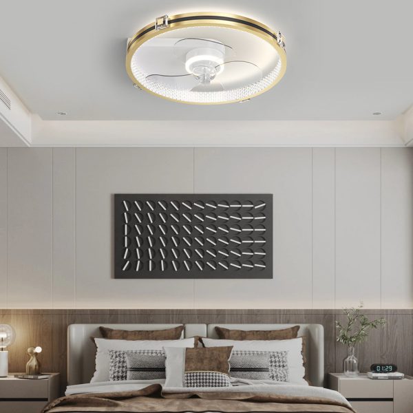Creative Ring LED Three Step Dimming Mute Gold Modern Fans Ceiling with Lights - Image 4