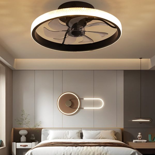 Round Inverter Mute LED Dimmable Modern Bladeless Ceiling Fans with Remote - Image 5