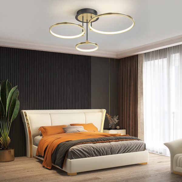 3/5/6 Rings Three Step Dimming Gold Modern Ceiling Lights with Leather - Image 2