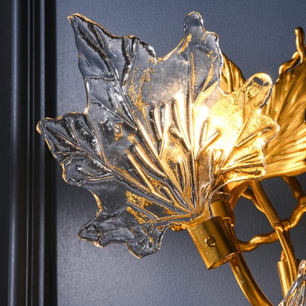 Maple Leaves Glass Three Step Dimming Artistic Luxury Postmodern Wall Lamp - Image 4