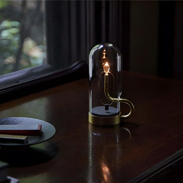 Glass Dome HYMN Accent Table Lamp - LED Candle - Image 3