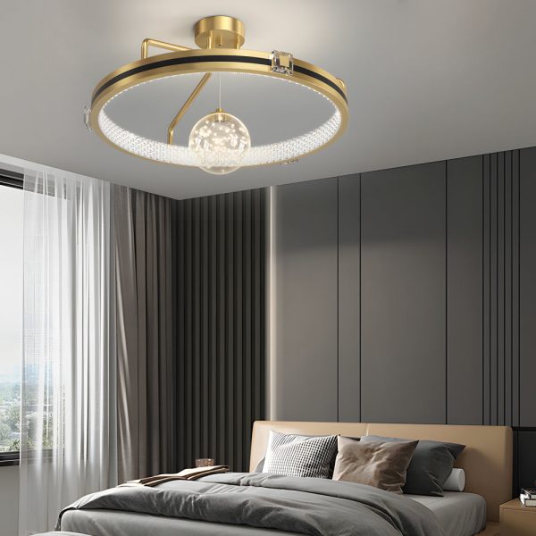 Round Rings Crystal Glass Ball Decor 3 Step Dimming Modern Ceiling Lights - Image 4