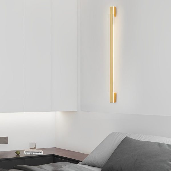 Long Strip Minimalist Three Step Dimming LED Copper Modern Wall Lamp - Image 2