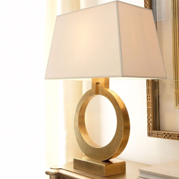 Modern Luxury Fabric Golden Ring Base 1-Light Table Lamp - Image 6