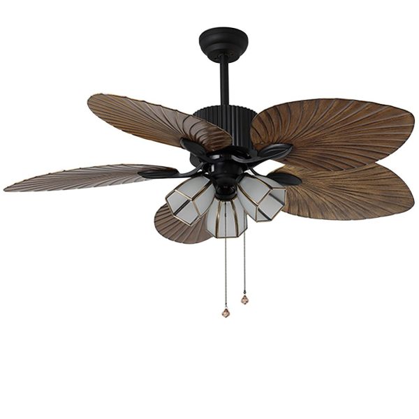 52'' Leaf Shaped Blades Dimming 12W LED Rustic Inverter Ceiling Fan Light - Image 12