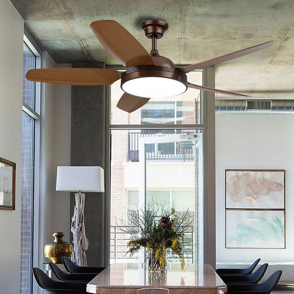 52 Inches Variable Frequency Dimming Remote Control Led Wood Blades Ceiling Fan Light - Image 5