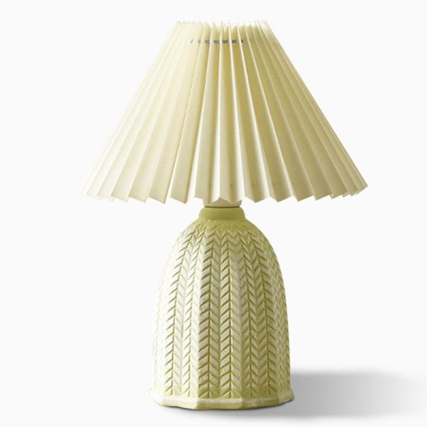 Vintage Tapered Pleated Linen Shade Ceramic 1-Light Table Lamp - Image 4