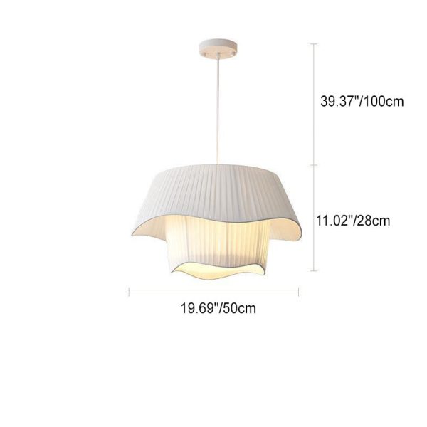 Contemporary Scandinavian Round Iron Acrylic Fabric 4/5 Light Pendant Light For Living Room - Image 11