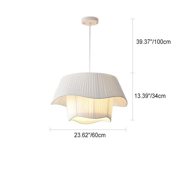 Contemporary Scandinavian Round Iron Acrylic Fabric 4/5 Light Pendant Light For Living Room - Image 12