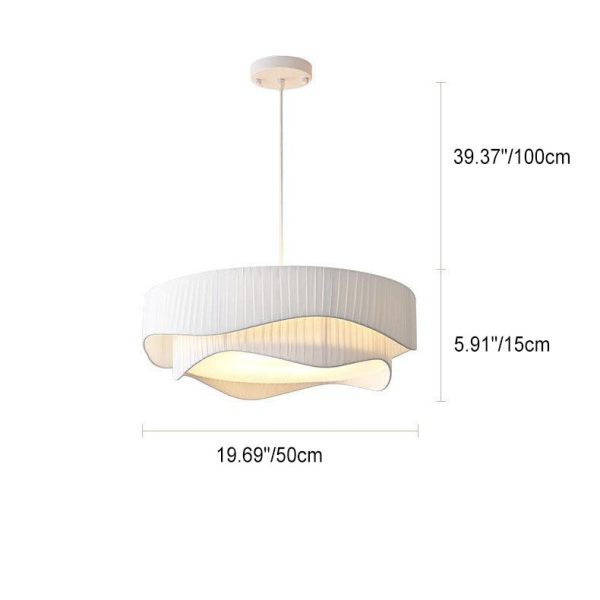 Contemporary Scandinavian Round Iron Acrylic Fabric 4/5 Light Pendant Light For Living Room - Image 13