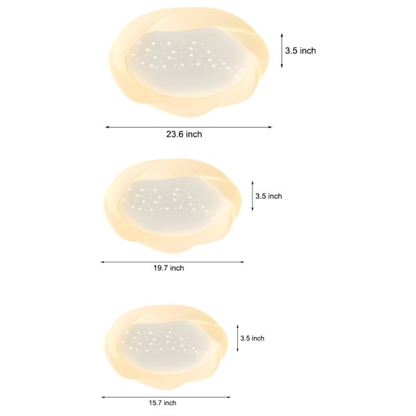 Round PE Shade Iron Three Step Dimming Milky White Modern Ceiling Lights - Image 6