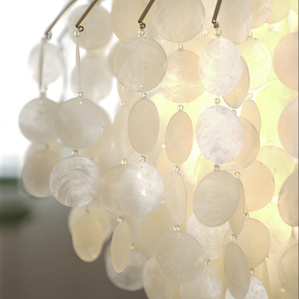 Tiered Capiz Shell Chandelier: Elegant French Style Hanging Lighting - Image 5